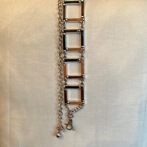 Black, Brown, Tan Metal Belt with chain closure